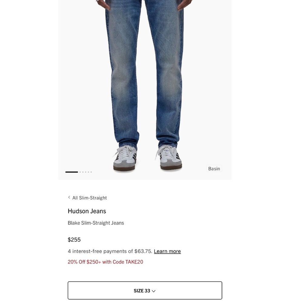 Hudson Jeans Dark Blue Men's Slim Straight Jeans